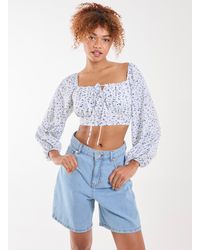 Pink Vanilla - Long Sleeve Cropped Milkmaid Top - Lyst