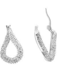 The Jewellery Stockroom - Sterling Crystal Set Twisted Hoop Huggie Earrings - Lyst