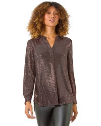 Roman - Sequin Stretch Shirt Top - Lyst