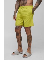 BoohooMAN - Tall Textured Mid Length Swim Trunks - Lyst