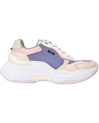 BOSS - Ladies Noa Leather Trainers - Lyst