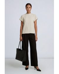 PRINCIPLES - High Neck Twill Short Sleeve Top - Lyst