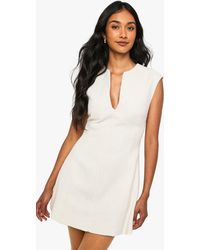 Boohoo - Tailored Boucle V Neck Shift Dress - Lyst