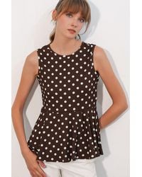 Bigdart - Effen Mouwloze Crepe Blouse Met Stippen - Lyst