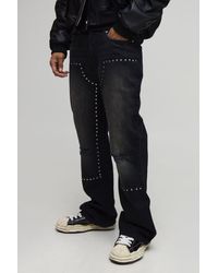 BoohooMAN - Straight Flared Knee Ripped Hardware Carpenter Jeans - Lyst