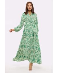 Hiccup - Abstract Print Tiered Shirt Maxi Dress - Lyst