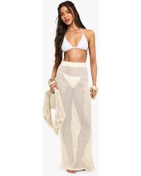 Boohoo - Crochet Maxi Beach Skirt - Lyst
