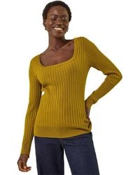Roman - Square Neck Ribbed Knit Jumper - Lyst