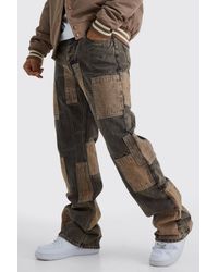 BoohooMAN - Relaxed Rigid Flare Patchwork Jeans - Lyst