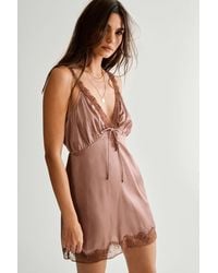 Nasty Gal - Nessa Barrett Satin Lace Applique Tie Front Mini Dress - Lyst