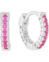 SEOL + GOLD - Sterling Pave Ruby Cz Hoops - Lyst