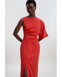 Karen Millen - Soft Tailored Asymmetric Sleeve Midi Dress - Lyst