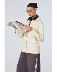 Boohoo - Faux Leather Belted Utility Pocket Shacket - Lyst