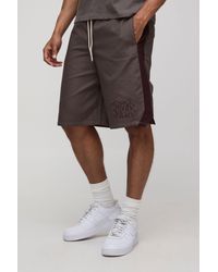 BoohooMAN - Elasticated Waist Relaxed Fit Long Length Embroidery Bermuda Shorts - Lyst