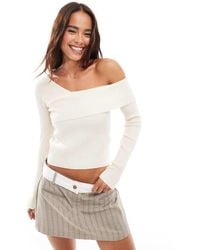Miss Selfridge - Asym Knit Rib Long Sleeve Top - Lyst