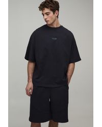 BoohooMAN - Oversized Panelled Embroidered T-Shirt And Short Set - Lyst