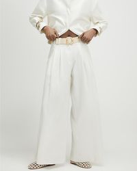 River Island - Wide Leg Trousers Belted High Waist - Lyst