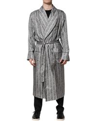 Dolce & Gabbana - Silk Robe Shawl Collar Long Sleeves - Lyst