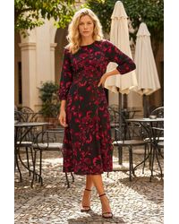 Roman - Floral A-Line Midi Dress - Lyst