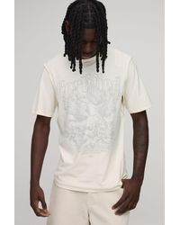 BoohooMAN - Regular Fit Exposed Seam Dove Print T-Shirt Cotton - Lyst