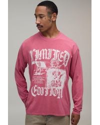 BoohooMAN - Washed Regular Renaissance Print Long Sleeve T-Shirt Cotton - Lyst