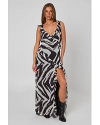 Urban Bliss - Zebra Ruffle Maxi Dress - Lyst