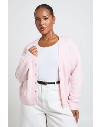 Boohoo - Plus Soft Knit Pocket Detail V Neck Cardigan - Lyst