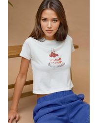 Hiccup - Printed Regular Fit Crew Neck 100% Cotton Crop T-Shirt - Lyst
