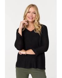 Izabel London - Mesh Texture 3/4 Sleeve Relaxed Top - Lyst
