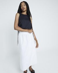 River Island - Cotton Poplin Maxi Skirt - Lyst