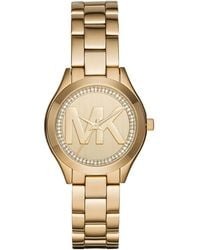 Michael Kors - Mk3477 Mini Slim Runway 33 Mm-Tone Ladies Watch Stainless Steel - Lyst