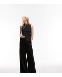 TOPSHOP - Crushed Velvet Wide Leg Trouser With Skinny Waistband - Lyst