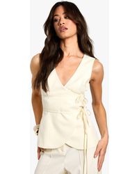 Boohoo - Tall Linen Look Waistcoat - Lyst