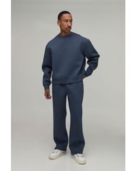 BoohooMAN - Oversized Boxy Crew Neck Scuba Sweatshirt And Straight Leg Tracksuit - Lyst
