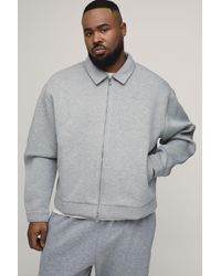 BoohooMAN - Plus Oversized Boxy Scuba Marl Harrington Jacket - Lyst