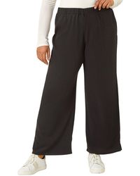 Roman - Curve Textured Elastic Waist Wide Leg Trouser - Lyst