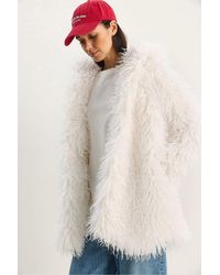 Bianco Lucci - Oversize Hooded Faux Fur Jacket - Lyst