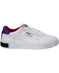 PUMA - Cali Bold Trainers White Pink Leather Lace Up Shoes 370811 05 - Lyst