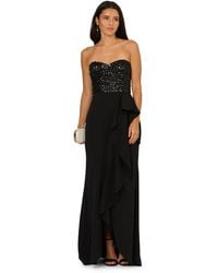 Adrianna Papell - Strapless Bead Mesh Dress - Lyst