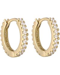 SEOL + GOLD - 18Ct Plated Cz Studded Huggie Hoops - Lyst