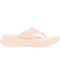 Fitflop - Fit Flop F-Mode Leather Flatform Toe-Post Sandals - Lyst