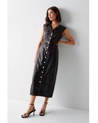 Warehouse - Premium Distressed Faux Leather Maxi Dress - Lyst