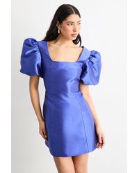 Warehouse - Puff Sleeve A-Line Mini Dress - Lyst