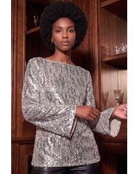 Roman - Sequin Bow Back Top - Lyst