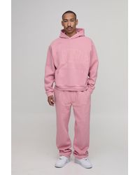 BoohooMAN - Oversized Boxy Worldwide Applique Jogger Tracksuit - Lyst