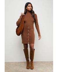 Oasis - Button Down High Neck Mini Dress - Lyst