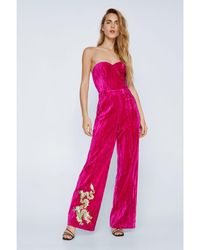 Nasty Gal Premium Star Bandeau Flare Sequin Jumpsuit in Black | Lyst UK