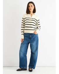 Gini London - Recycle Stripe Button Up Loose Fit Knit Jumper - Lyst