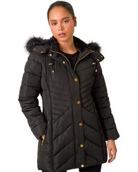 Roman - Petite Hooded Longline Quilted Coat - Lyst