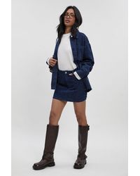 Boohoo - Boucle Denim Mini Skirt - Lyst